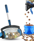 Nut Gatherer Roller For Pecan Walnut Chestnut Buckeye And More, 1.5 Gallon Nut Picker With Direct Dump Outlet in action.