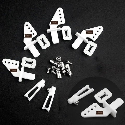 Nylon Control Horns 21x10 Mm Pack Of 20 And Stainless Steel Push Rods 1.2 Mm X 450 Mm Z Type for RC airplanes and boats.