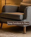 Square Rubber Furniture Caster Cups With No Slip Grip under sofa leg, protecting hardwood floor and reducing noise in living room.