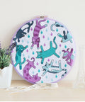 140 Piece Embroidery Punch Needle Kit Complete Starter Set with adjustable needle tips in use, cat pattern design on hoop.