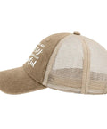 Side view of Im Not Bossy Im Aggressively Helpful Lightweight Trucker Cap for Men, pigment khaki color, mesh back, casual wear hat.
