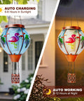 Solar Hot Air Balloon Lantern With Flamingo Pattern Waterproof Outdoor Hanging Lights For Garden Yard Lawn Patio