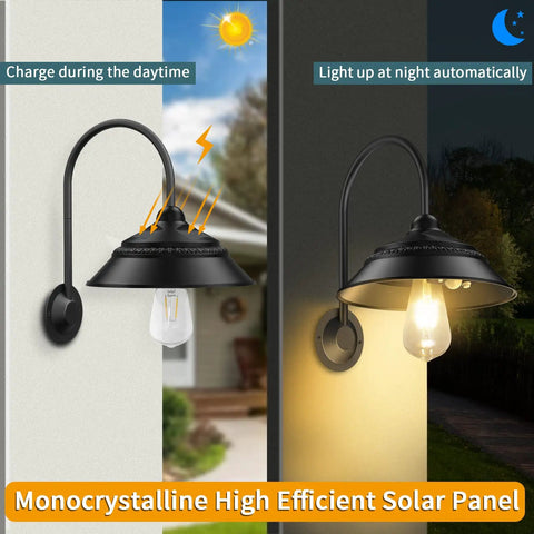 Solar Barn Light With Motion Sensor And 3 Lighting Modes, Waterproof Wall Sconce with day and night operation