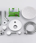 All-In-One Rain Shower System For Bathroom, Wall Mounted Shower Faucet Kit With 8-Inch Rain Head, Brass Handheld Sprayer, Rough-In Valve Included