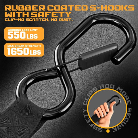 Self Retracting Ratchet Straps 1 Inch By 10 Feet, 1650 Pound Break Strength, 4 Pack With Soft Loops, Easy Auto Retract Cargo Ties