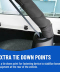 Extra tie down points for equipment stabilization in Ford Bronco Jeep Wrangler, featuring durable black fasteners.