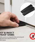 Hand installing Eight Pack 8 Inch Plastic Composite Shims For Furniture Doors Toilets And Tables With Extreme Load Support, Black, anti-slip design
