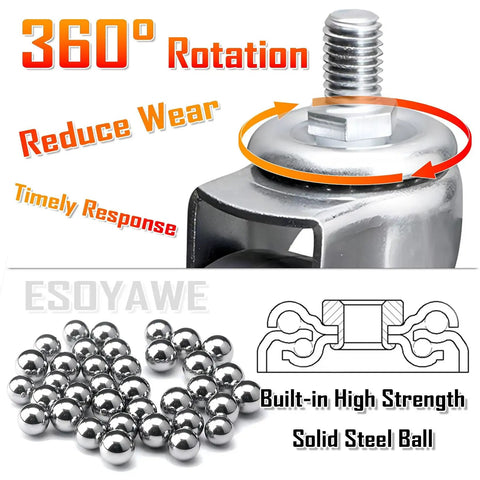 Zero Fuss Polyurethane Swivel Caster Wheels Set Of 4 With Dual Locking Brakes And M10 Threaded Stem Smooth Glider Heavy Duty Replacement Casters For Office Furniture Carts