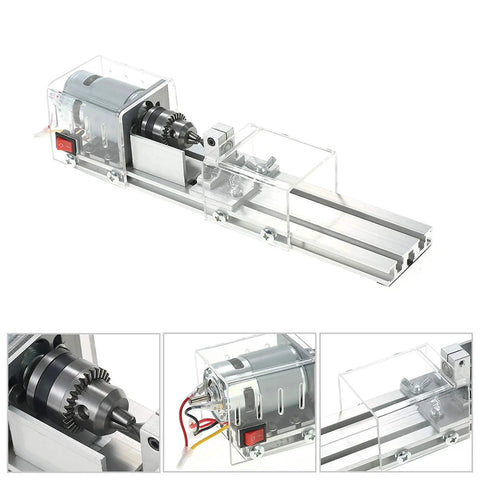 No Sweat Compact Miniature Lathe And Bead Polishing Machine With Powerful 100W Motor for wood carving, clear aluminum body design.