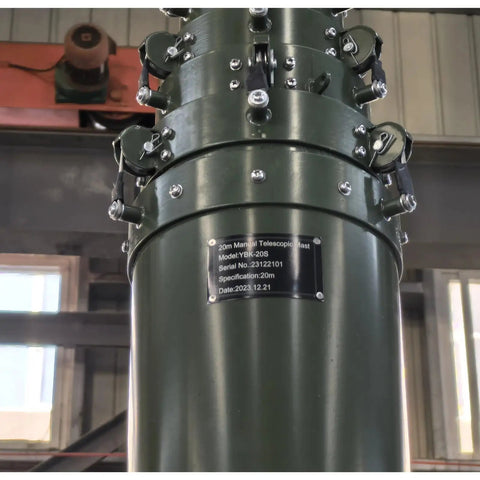 Heavy Duty Stainless Steel Telescopic Mast Three To Twenty Meter Adjustable Electric Manual Lifting Pole For Industrial Maintenance with brand details and specification.