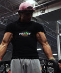 Man in gym using Arm Blaster For Biceps And Triceps Isolation Dumbbell And Barbell Curl Support To Lock Your Elbows Improve Form