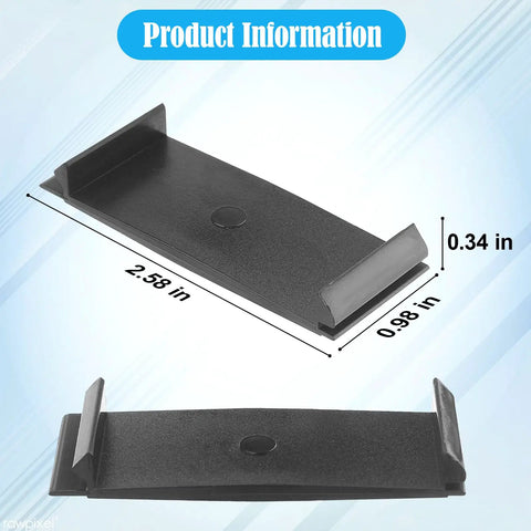 Close-up of Knockout One Inch Breaker Filler Plates 10 Pack showing dimensions and black material.