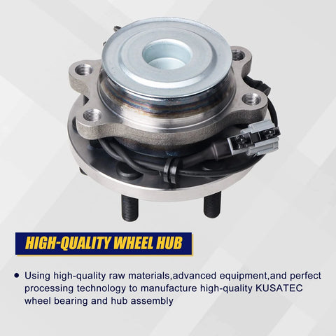 Front Wheel Bearing And Hub Assembly For 2WD And RWD Nissan Frontier 2005 To 2018, 6 Lug Bolts, ABS Ready, 2 Pack front view