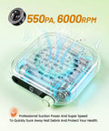 Pocket Sized Nail Dust Collector With 6000 RPM Powerful Suction For Home And Salon demonstrating suction power