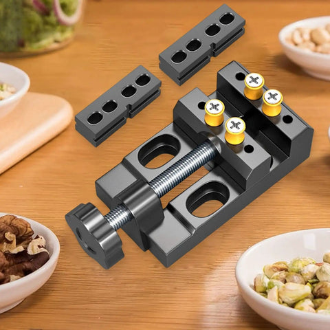 Mini Drill Press Vise For Precision Crafting And Watch Repair Aluminum Bench Clamp With Four Interchangeable Posts Sturdy Handy Flat Table Vice For Small Parts Beads Nuts And Hobby Projects, aluminum vise