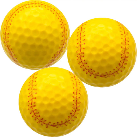 Yellow Softball Print Novelty Golf Balls 12 Pack For Players And Coaches And Sports Fans Perfect Gift For Tournaments And League Play Stand Out On The Course With 360 Degree Softball Design, three golf balls