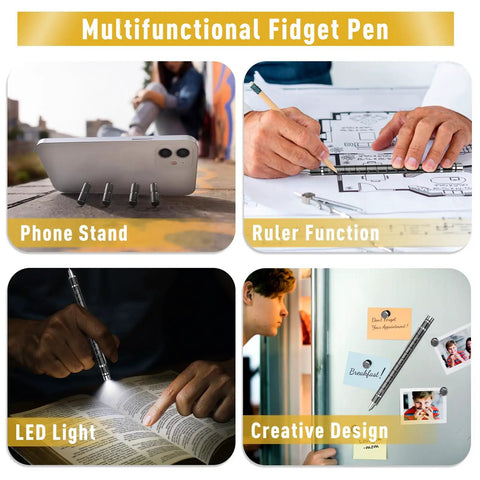 Multifunction pen used as phone stand, ruler, LED light, and creative design; stocking stuffers for men gifts multifunction pen for dad husband boyfriend and him Christmas and birthday gift idea that delivers everyday office use with handy features for work and home.