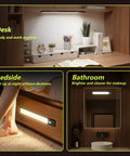 Six Pack 10 Inch Under Cabinet Lights With Digital Battery Level Display, 52 LED Rechargeable Motion Sensor Lights in use