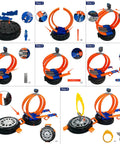 Steps to assemble the Transformable Tire Race Track Set For Kids 3 To 8 With Portable Handle Double Track Course 360 Degree Loops Two Racing Cars Awesome Racing Toy Playset Birthday Gift For Boys And Girls