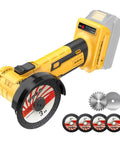 Heavy Duty Brushless Mini Circular Saw Goes Hard On Tough Stock Delivers Smooth Action Compatible With Standard 20 Volt Power Batteries Includes Six Killer Cutting Discs with 3 inch disc.