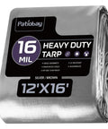 Rugged All Weather Heavy Duty Tarp 12 By 16 Ft, 16 Mil Poly, Waterproof And UV Resistant, Tear And Fade Resistant With Reinforced Edges