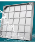 Front view of Heavy Duty Waterproof Rectangular Drainage Cover With Hidden Embedded Manhole And Septic Tank Lid For Lawn Dock And Pavement With Hooks 12x12 inch in water-resistant material