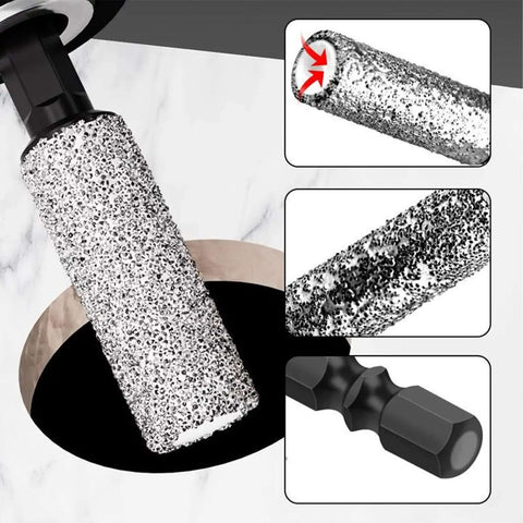 Upgrade Your Drill Game With This Hot Hexagonal Granite And Concrete Hole Saw Kit Featuring Enhanced Cooling Wax For Extended Lifespan Plus Integrated Polishing Handle For Smooth Profiling On Tough Projects. granite hole saw bit with hex shank and cooling wax for drilling tile