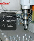 Angelsword HSS annular cutter set mounted on a magnetic drill, cutting metal sheet