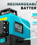 Close-up of Self Leveling Green Laser Level Tool With Rechargeable Li Ion Battery showing Type-C port and 4500mAh capacity
