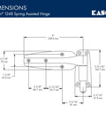 Technical drawing of Spring Assisted Hinge With High Lift Cam System For Heavy Walk-In Doors, 1-3/8 Inch Offset, Dwell Open 135 Degrees