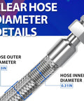 Beefy 20 Inch Air Compressor Jumper Hose With Quarter Inch Swivel End and Quick Snap Adapter For No Leak High Pressure Pneumatic Gear Up To 870 Psi Rating, showing detailed diameter measurements.