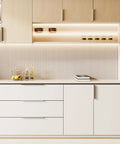Modern kitchen with cabinets featuring 10 Pack Brushed Nickel Cabinet Pulls One And Five Sixteenths Inch Finger Pulls For Cabinets Edge.