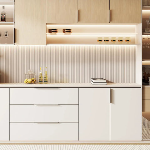 Modern kitchen with cabinets featuring 10 Pack Brushed Nickel Cabinet Pulls One And Five Sixteenths Inch Finger Pulls For Cabinets Edge.