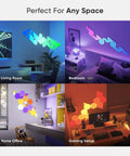 Shapes LED Wall Lights Kit With RGBW Panels, Sixteen Million Colors, Dope Smart Home Setup With Alexa And Google Assistant, Music Sync And Screen Mirror, Triangles Expansion Pack 3 Pack in various room settings