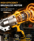 Top Rated Cordless Brushless Metal Shears Compatible With Dewalt 20v Max Power Tools Battery Only, showcasing motor details and performance features.