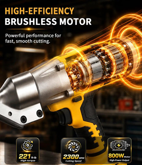 Top Rated Cordless Brushless Metal Shears Compatible With Dewalt 20v Max Power Tools Battery Only, showcasing motor details and performance features.