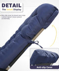 Side view of Waterproof Patio Lounge Chair Cushion For Zero Gravity Outdoor Chairs 66x21x4 Inches Blue With Ties