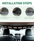 Installation steps for Double Layer Roof Cargo Net With 9 Straps, Zippered Pocket And Double Mesh Storage for Cars, 31.5x21.6 Inches