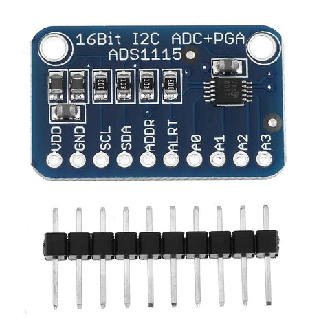 16-Bit I2C ADC Development Board For Microcontrollers, High-Resolution Analog To Digital Converter Module With Soldered Pins and header