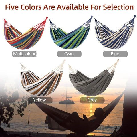 Heavy Duty Camping Hammock With 616 Lbs Weight Capacity Portable Outdoor Indoor Hammock With Carry Bag in five colors