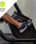 Side view of foot on pedal of Recumbent Exercise Bike With 2 Month JRNY Membership For At Home Or On The Go Workouts.