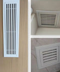 Premium Aluminum Louvered Vent Panel With Heavy Duty Mesh Cover For Ceiling Inspection And Drywall Gable Grilles No Sweat Rapid Setup Kicks Up Fresh Indoor Air Sweet Home Comfort 35X35Cm installed on wall and ceiling.