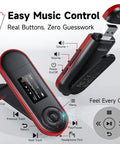 64GB USB MP3 Player With Bluetooth 5.3 Clip For Running And Sports Physical Buttons For Instant Control, showing controls and clip