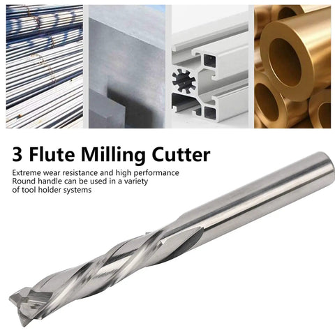 3 Flute Tungsten Steel Milling Cutter For Aluminum CNC Milling Tool With Round Handle Non Ferrous Friendly 6mm Head Diameter 60mm