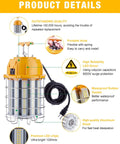 LED Temporary Work Light 100W With 12000 Lumens And 5000K Daylight Stainless Steel Guard details and components