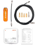 LEBYCLE internal cable routing kit: orange magnetic flexible cable guide tool, black cable, five brass adapters, case