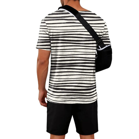 Back view of Post Op Shoulder Surgery Recovery Shirt For Men With Side Snaps And Tear Away Design Rotator Cuff Rehab Friendly Soft Graphic Tee