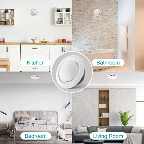 6 Inch Adjustable Round Soffit Vent Cover With ABS Plastic White Ceiling Vent For Living Room Attic Bathroom And Kitchen Opening Size 5.66 Inches Durable DIY Friendly Easy Install Home Ventilation Accessory