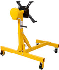 Tough As Nails Heavy Duty Engine Stand Holds Strong At One Thousand Pounds With Smooth Three Sixty Geared Rotating Head adjustable locking pins and four ball bearing casters, yellow steel frame with rotating head.