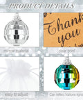 Mini Disco Ball Keychains Set With Organza Bags And Thank You Tags For Graduation Party Favors 36 Piece Bundle detail
